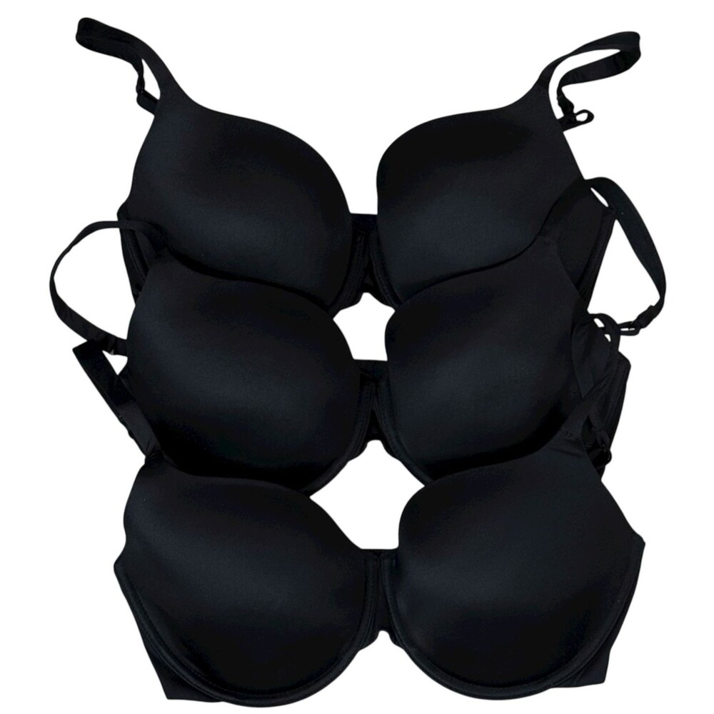 Victoria's Secret Black Bra 34DD Underwire Full Coverage Foam Cup Everyday Lot 3